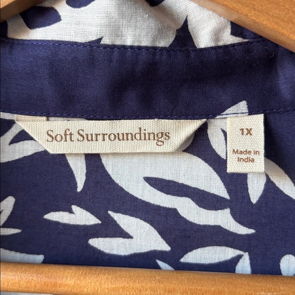 SOFT SURROUNDINGS Margaux Beaded Tunic Blouse Leaf Print Dress Bohemian size 1X - Picture 7 of 9